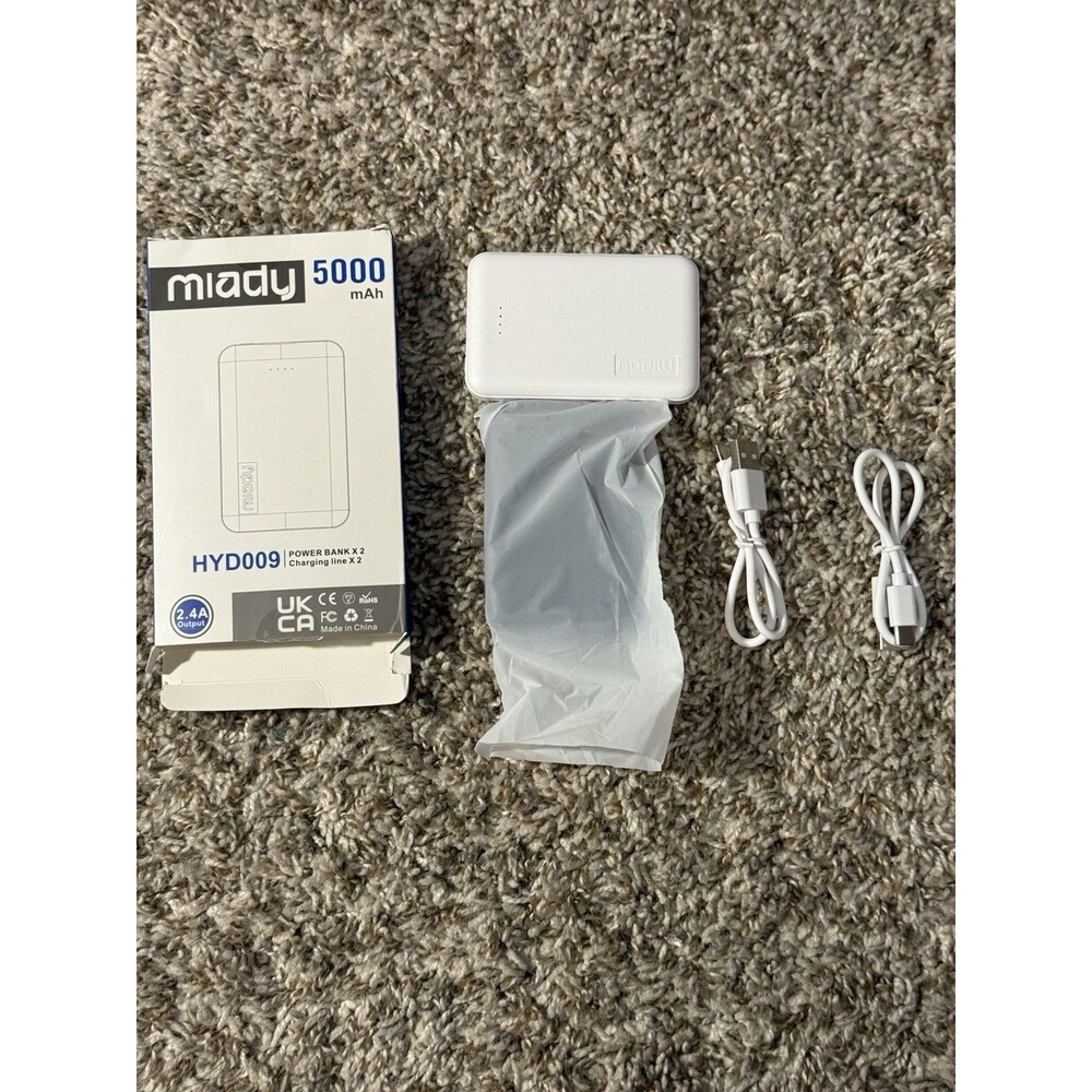 Miady 2-Pack 5000mAh Mini Portable Charger, 5V 2.4A USB-C Output Fast Charging